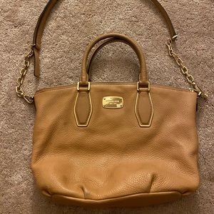 Michael Kors Camel Beige Pebbled Leather Satchel